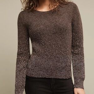 Anthropologie Seen Worn Kept Neassa Crewneck Metallic Mohair Brown Sweater S/M